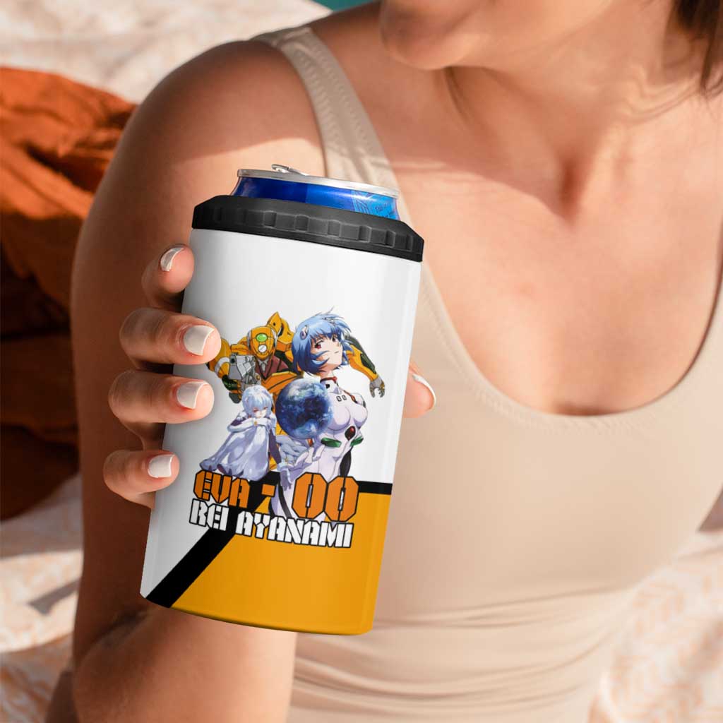 Evangelion EVA-00 and Rei Ayanami Yellow and White 4 in 1 Can Cooler Tumbler Design with Mecha and Character Artwork - The Mazicc