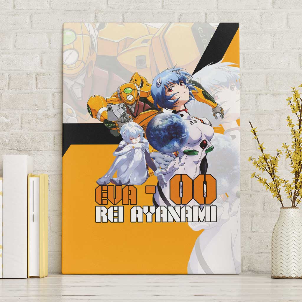 Evangelion EVA-00 and Rei Ayanami Yellow and White Canvas Wall Art Design with Mecha and Character Artwork - The Mazicc