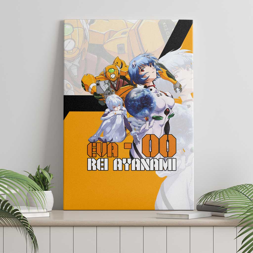 Evangelion EVA-00 and Rei Ayanami Yellow and White Canvas Wall Art Design with Mecha and Character Artwork - The Mazicc