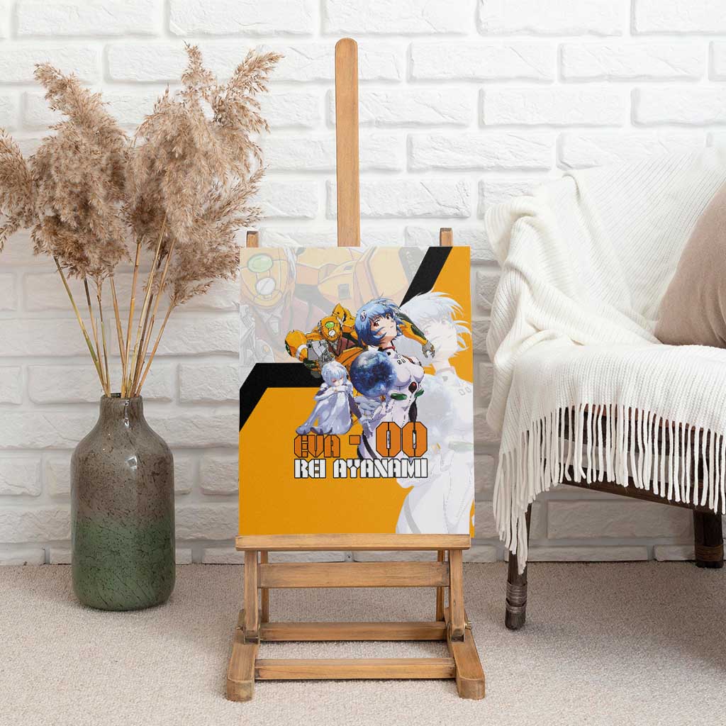 Evangelion EVA-00 and Rei Ayanami Yellow and White Canvas Wall Art Design with Mecha and Character Artwork - The Mazicc