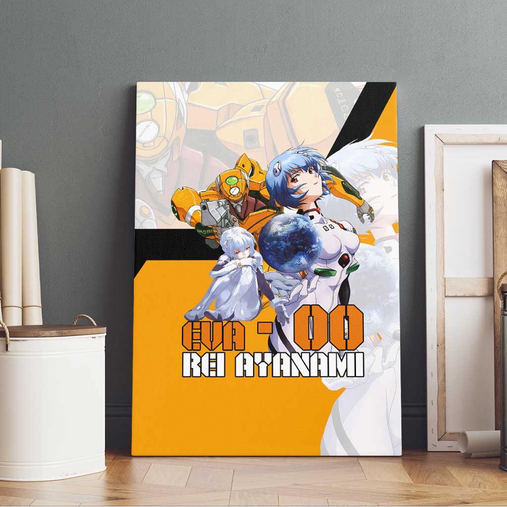 Evangelion EVA-00 and Rei Ayanami Yellow and White Canvas Wall Art Design with Mecha and Character Artwork - The Mazicc