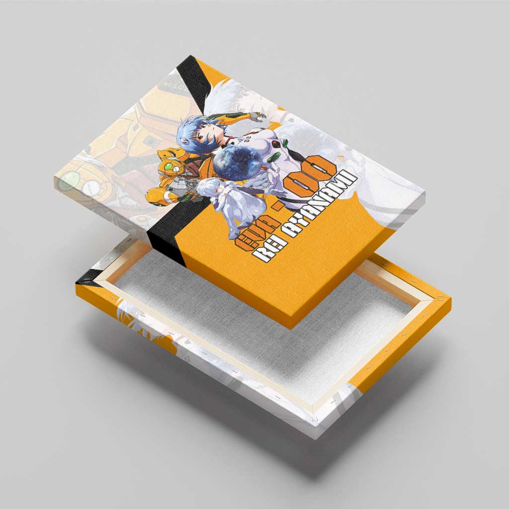 Evangelion EVA-00 and Rei Ayanami Yellow and White Canvas Wall Art Design with Mecha and Character Artwork - The Mazicc