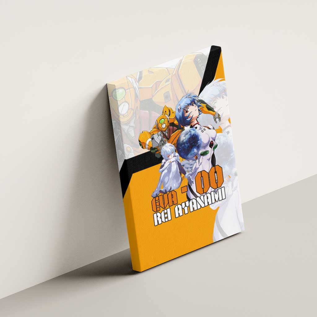 Evangelion EVA-00 and Rei Ayanami Yellow and White Canvas Wall Art Design with Mecha and Character Artwork - The Mazicc