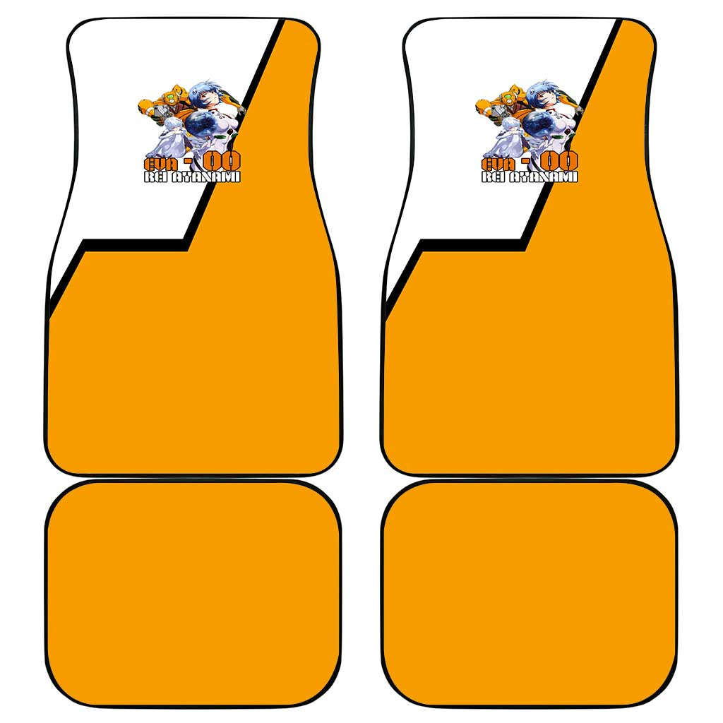 Evangelion EVA-00 and Rei Ayanami Yellow and White Car Mats Design with Mecha and Character Artwork - The Mazicc