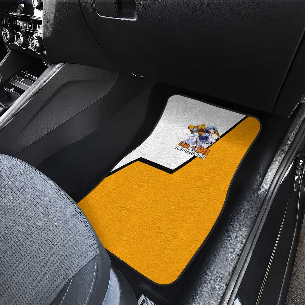 Evangelion EVA-00 and Rei Ayanami Yellow and White Car Mats Design with Mecha and Character Artwork - The Mazicc