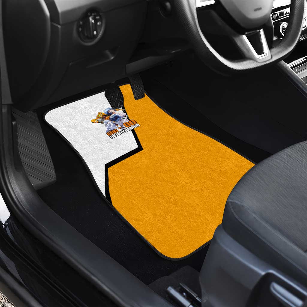 Evangelion EVA-00 and Rei Ayanami Yellow and White Car Mats Design with Mecha and Character Artwork - The Mazicc
