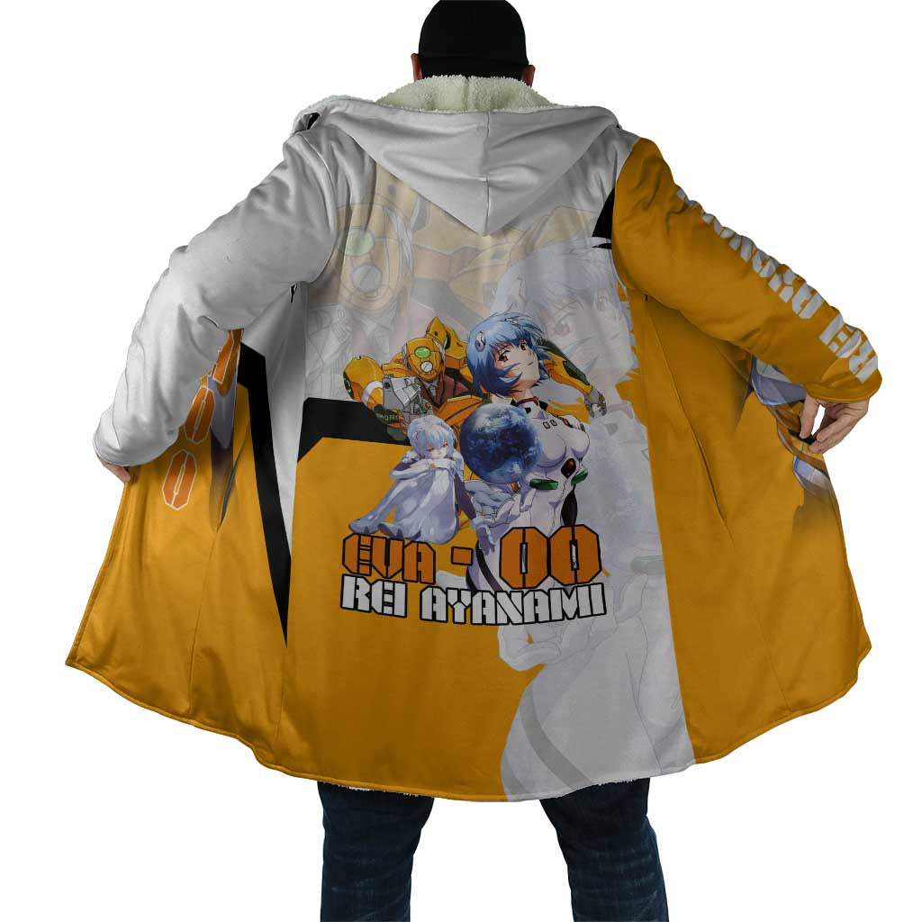 Evangelion EVA-00 and Rei Ayanami Yellow and White Cloak Design with Mecha and Character Artwork - The Mazicc