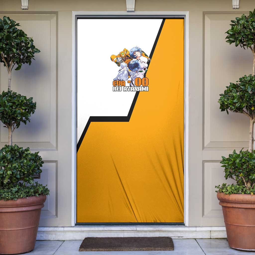 Evangelion EVA-00 and Rei Ayanami Yellow and White Door Cover Design with Mecha and Character Artwork - The Mazicc