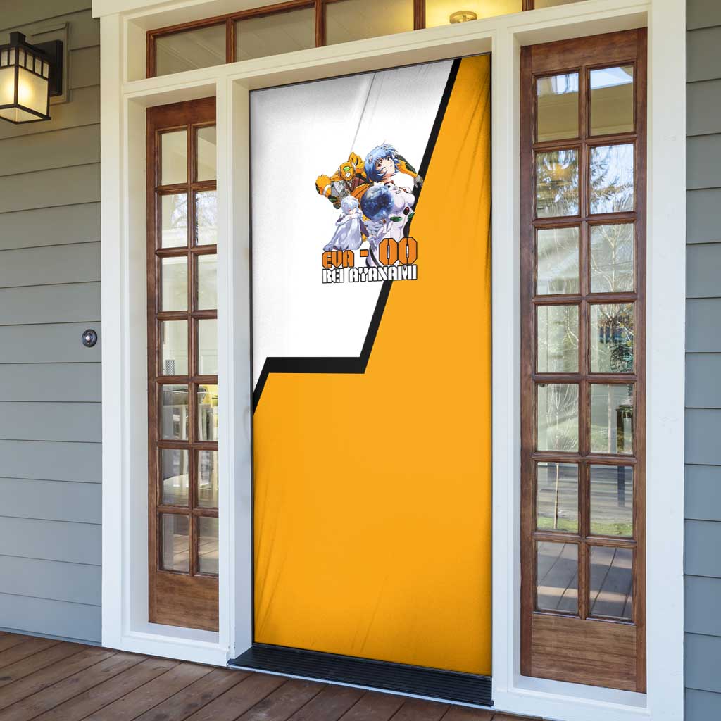 Evangelion EVA-00 and Rei Ayanami Yellow and White Door Cover Design with Mecha and Character Artwork - The Mazicc