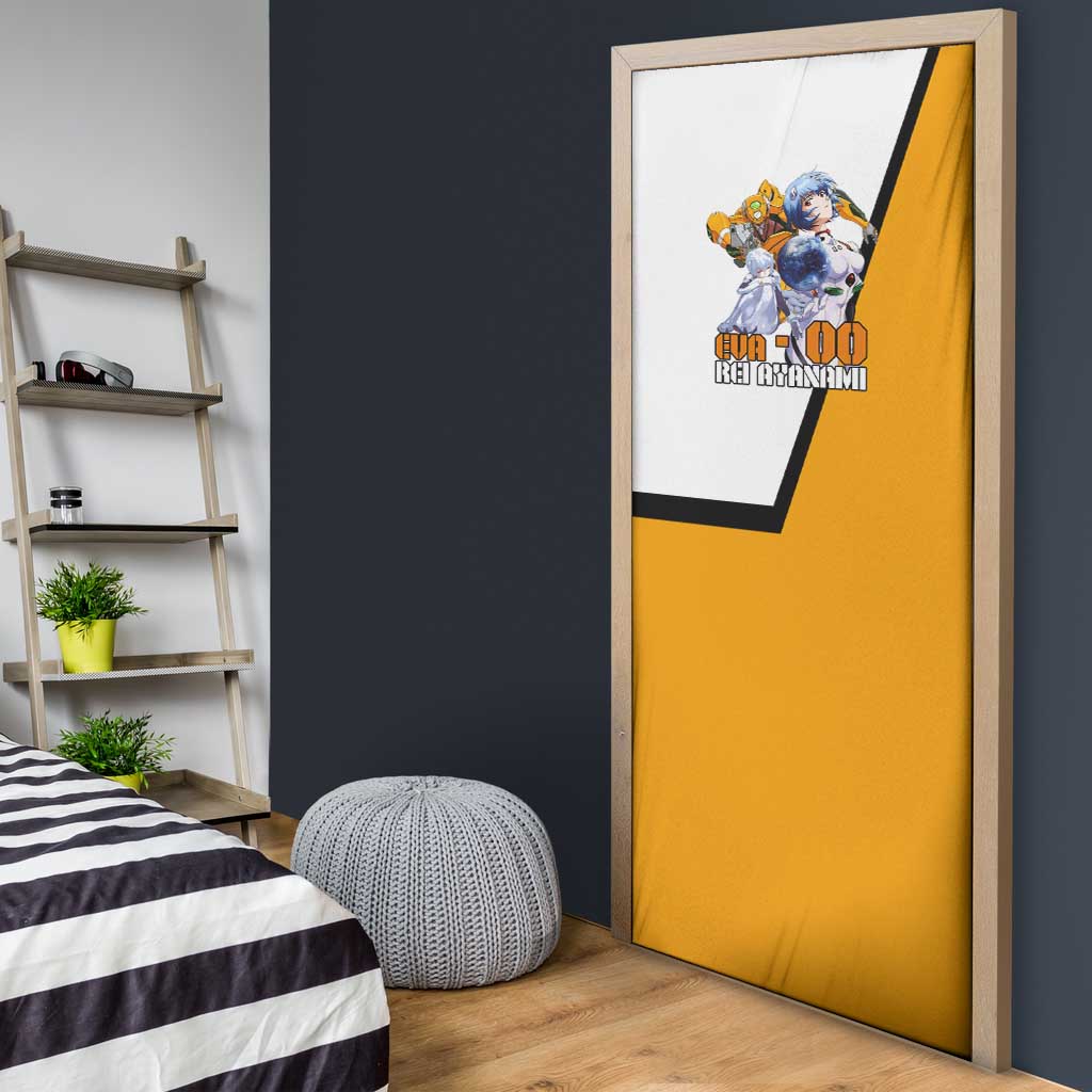 Evangelion EVA-00 and Rei Ayanami Yellow and White Door Cover Design with Mecha and Character Artwork - The Mazicc