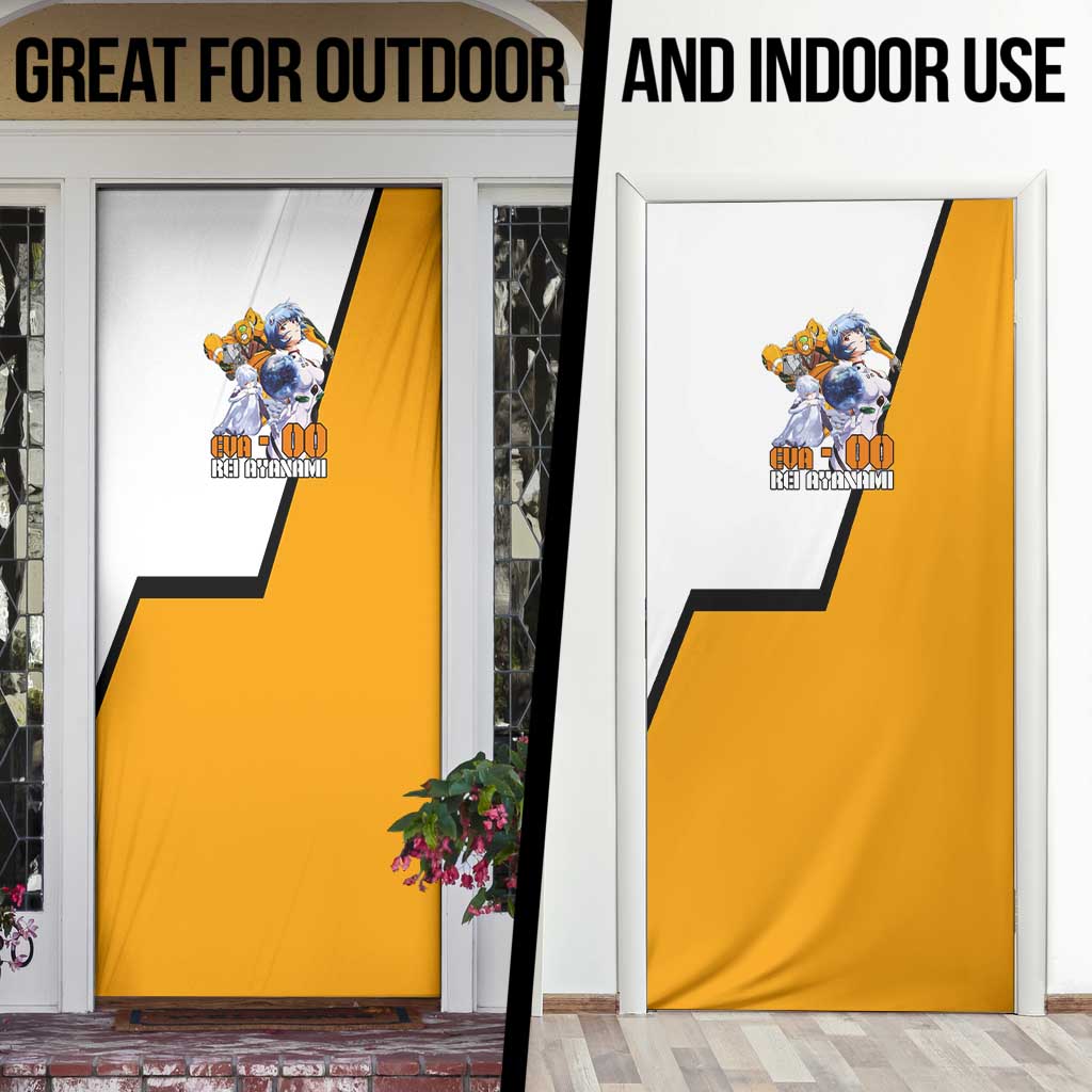 Evangelion EVA-00 and Rei Ayanami Yellow and White Door Cover Design with Mecha and Character Artwork - The Mazicc