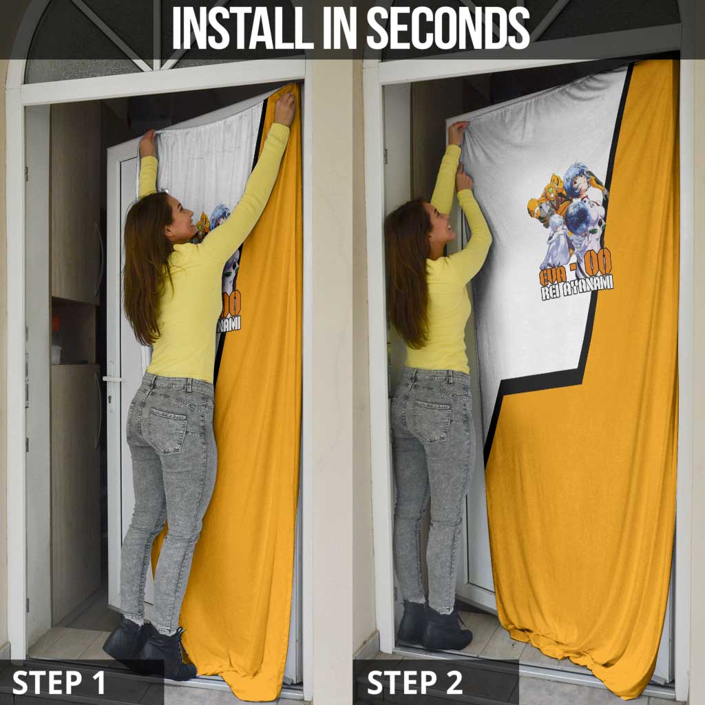 Evangelion EVA-00 and Rei Ayanami Yellow and White Door Cover Design with Mecha and Character Artwork - The Mazicc