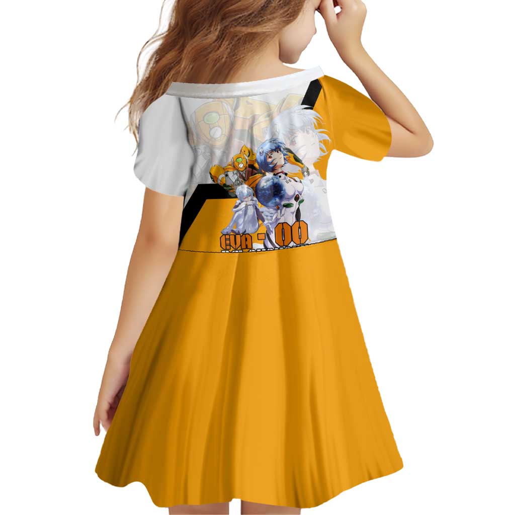 Evangelion EVA-00 and Rei Ayanami Yellow and White Family Matching Mermaid Dress and Hawaiian Shirt Design with Mecha and Character Artwork