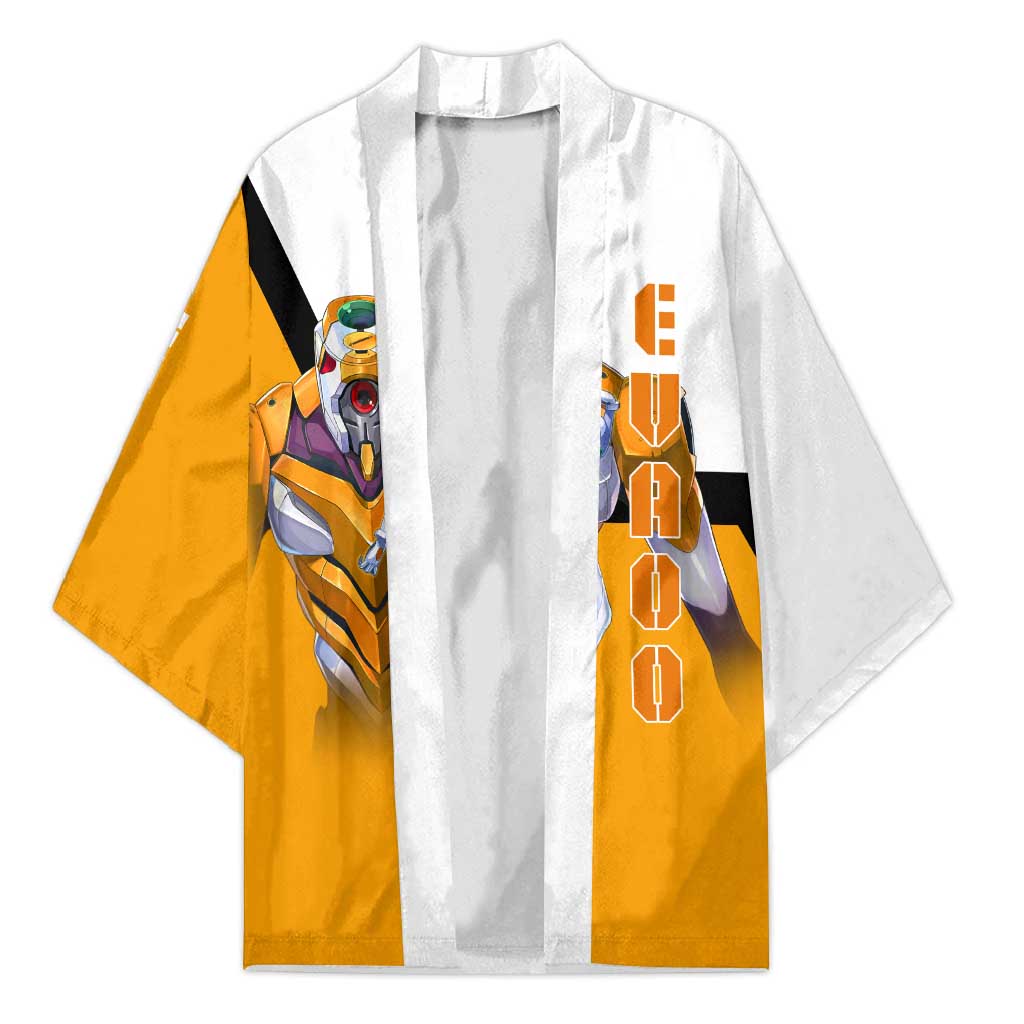 Evangelion EVA-00 and Rei Ayanami Yellow and White Kimono Design with Mecha and Character Artwork - The Mazicc