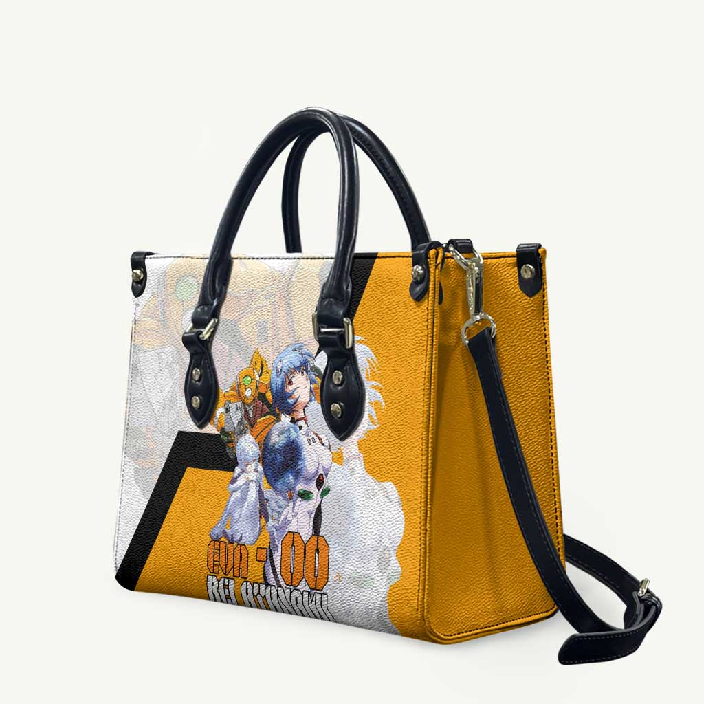 Evangelion EVA-00 and Rei Ayanami Yellow and White Leather Bag Design with Mecha and Character Artwork - The Mazicc