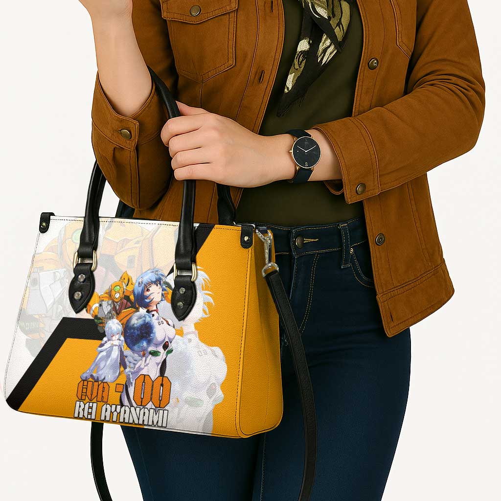 Evangelion EVA-00 and Rei Ayanami Yellow and White Leather Bag Design with Mecha and Character Artwork - The Mazicc
