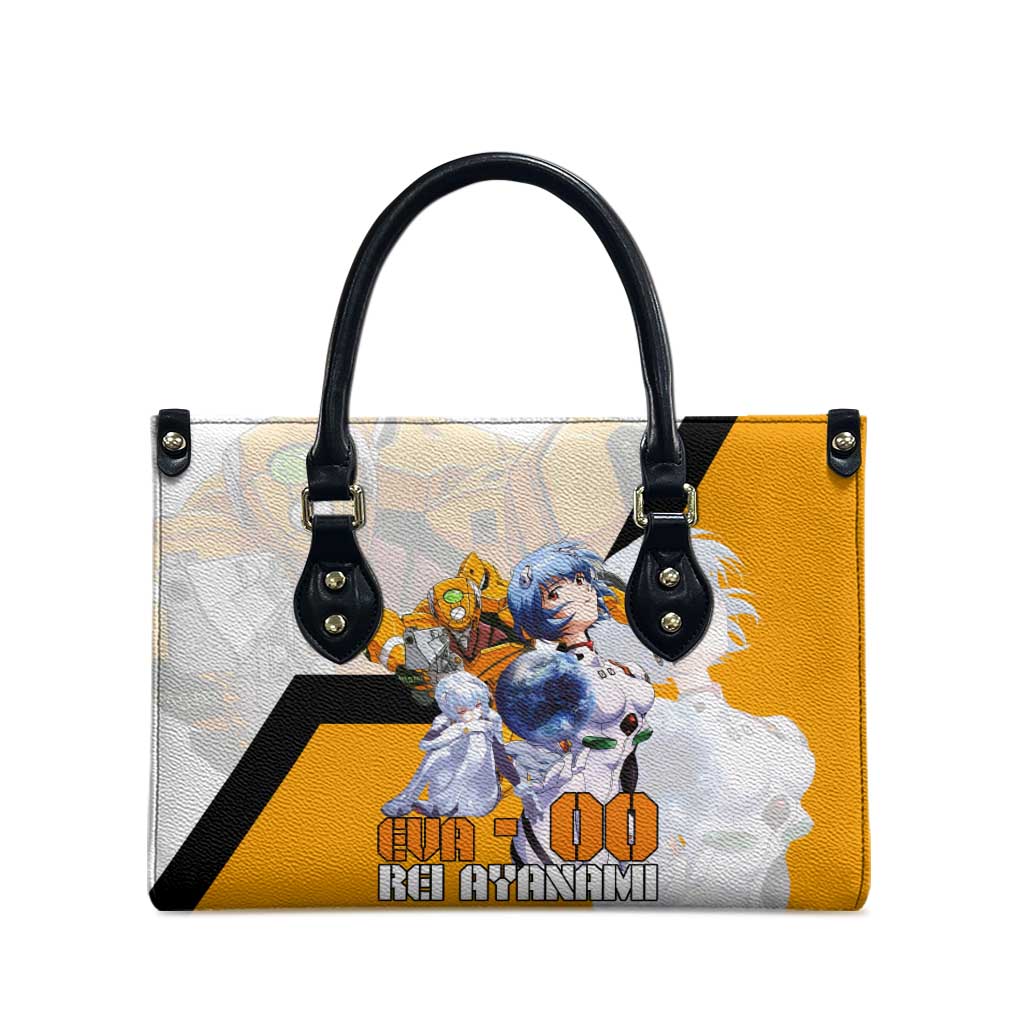 Evangelion EVA-00 and Rei Ayanami Yellow and White Leather Bag Design with Mecha and Character Artwork - The Mazicc