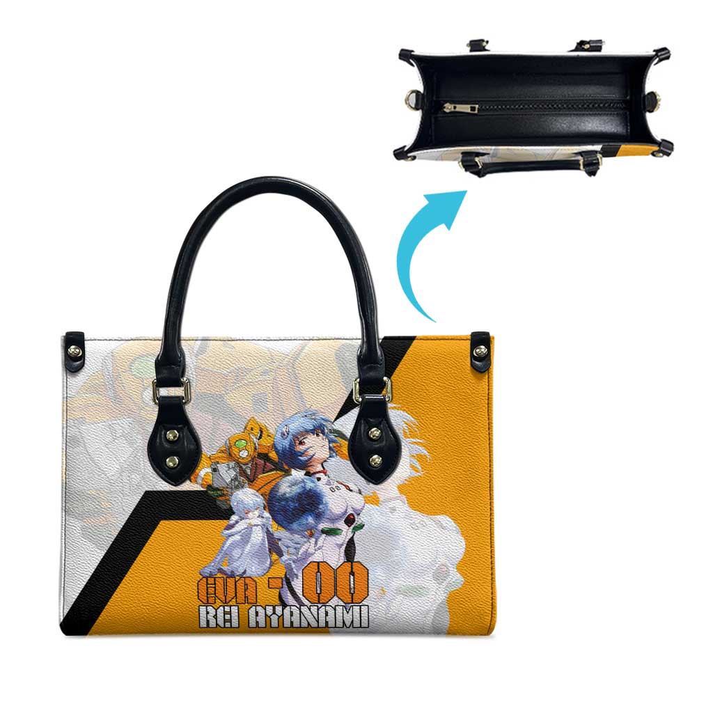Evangelion EVA-00 and Rei Ayanami Yellow and White Leather Bag Design with Mecha and Character Artwork - The Mazicc
