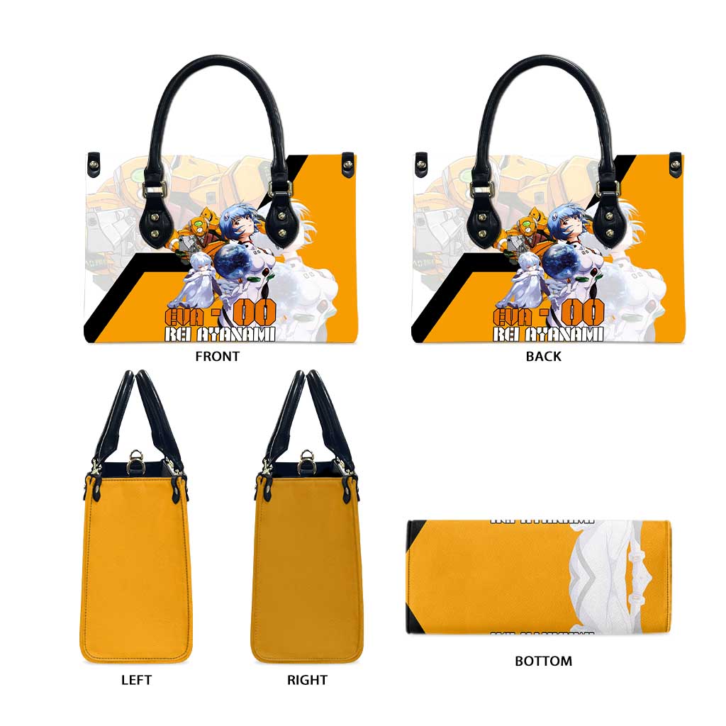 Evangelion EVA-00 and Rei Ayanami Yellow and White Leather Bag Design with Mecha and Character Artwork - The Mazicc