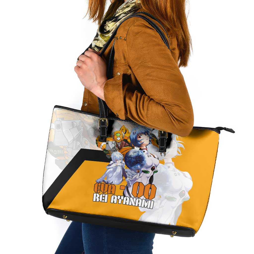 Evangelion EVA-00 and Rei Ayanami Yellow and White Leather Tote Bag Design with Mecha and Character Artwork - The Mazicc
