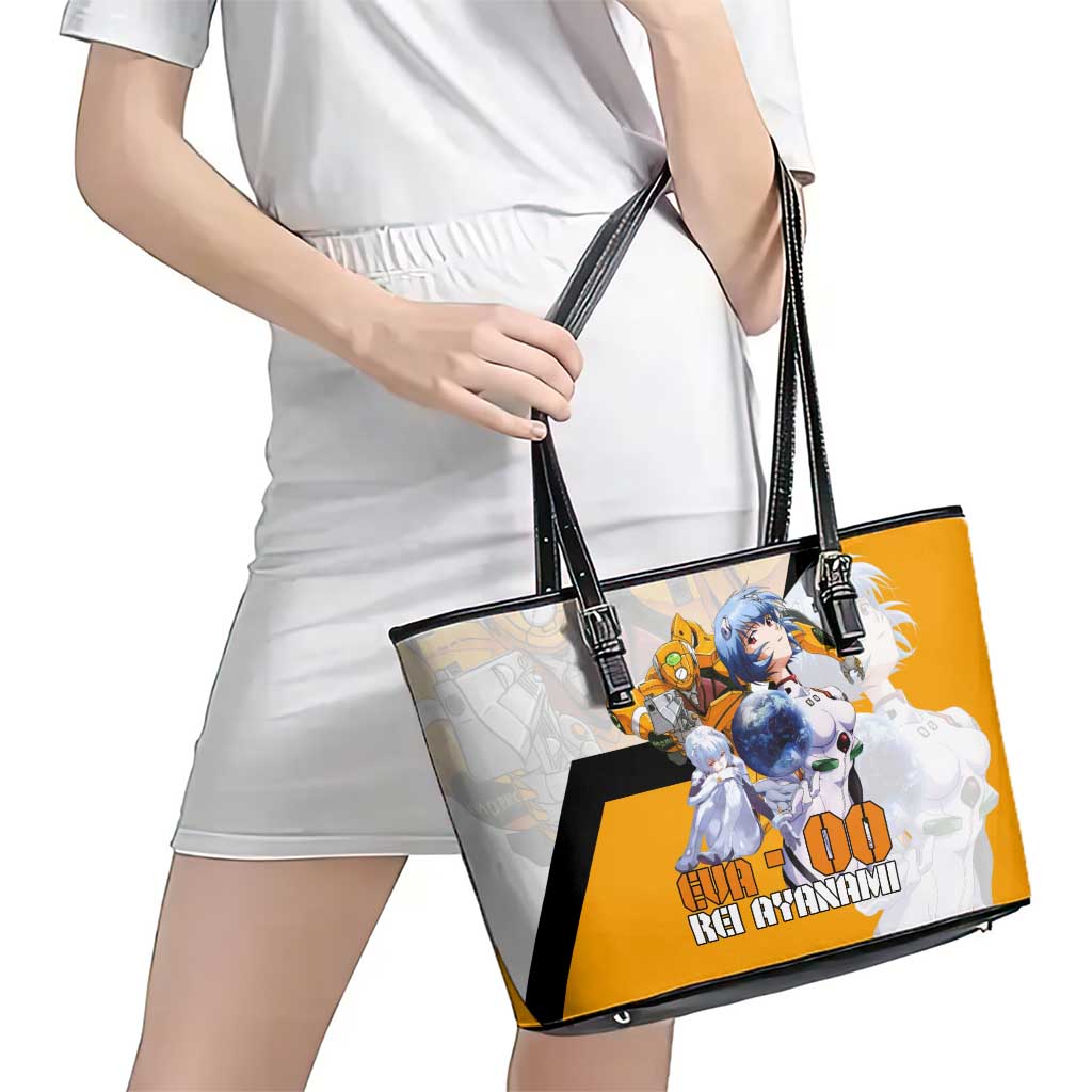 Evangelion EVA-00 and Rei Ayanami Yellow and White Leather Tote Bag Design with Mecha and Character Artwork - The Mazicc