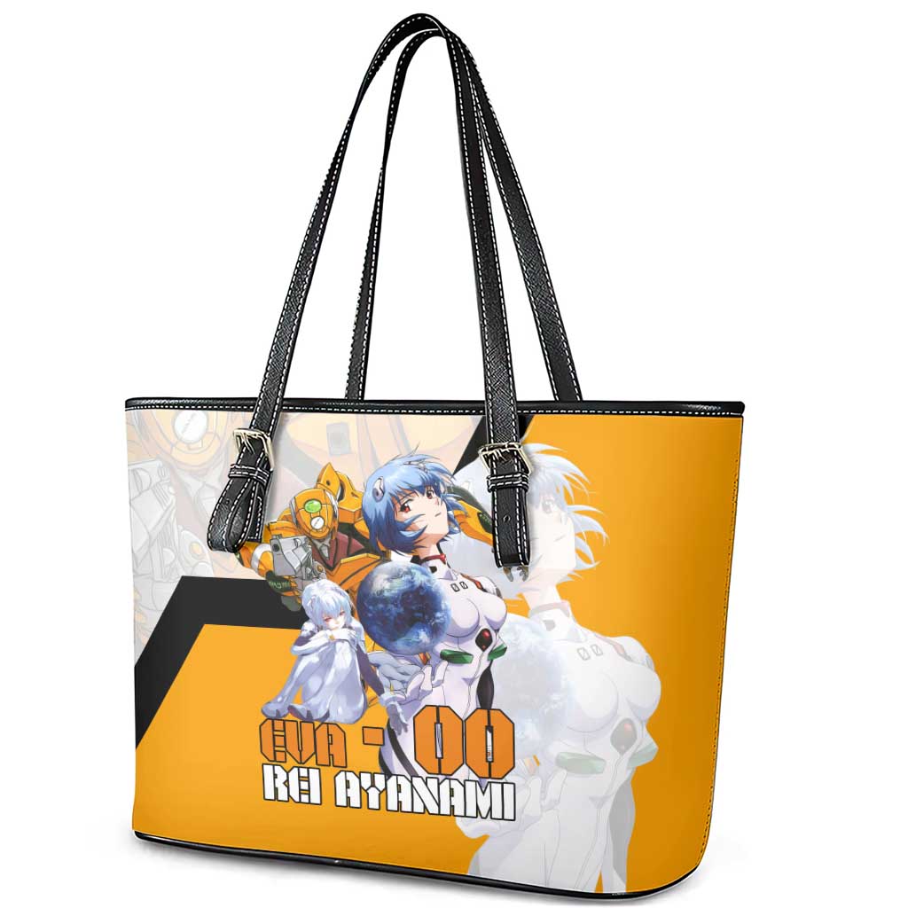 Evangelion EVA-00 and Rei Ayanami Yellow and White Leather Tote Bag Design with Mecha and Character Artwork - The Mazicc
