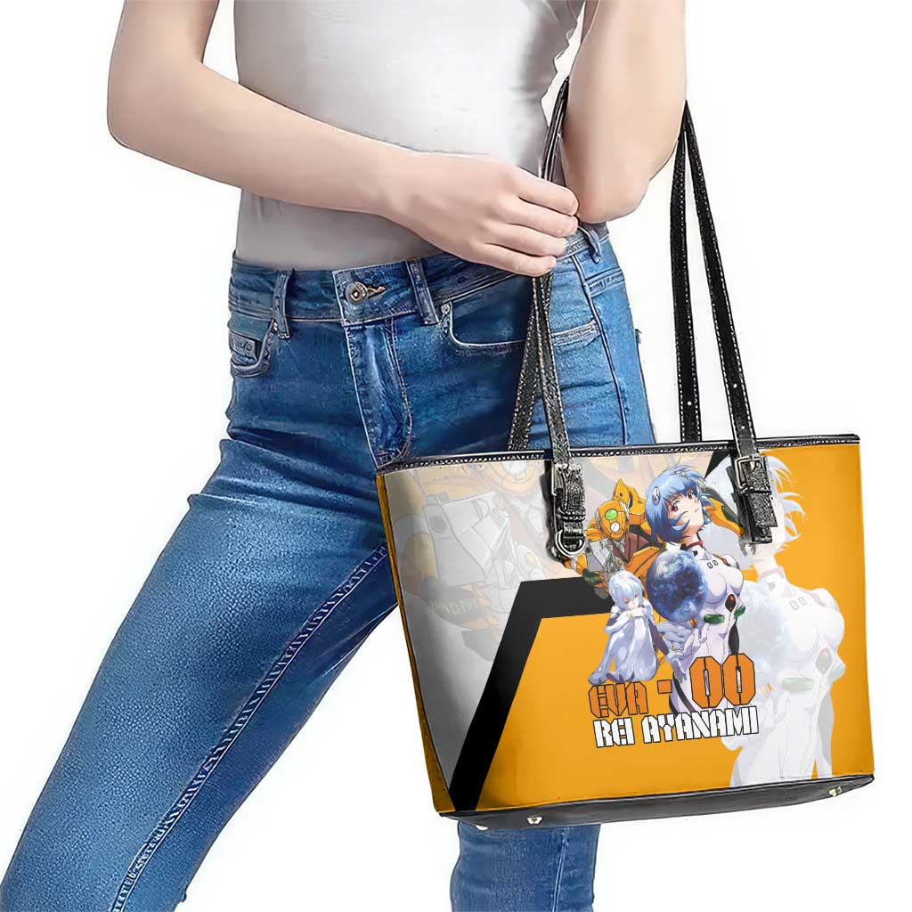 Evangelion EVA-00 and Rei Ayanami Yellow and White Leather Tote Bag Design with Mecha and Character Artwork - The Mazicc