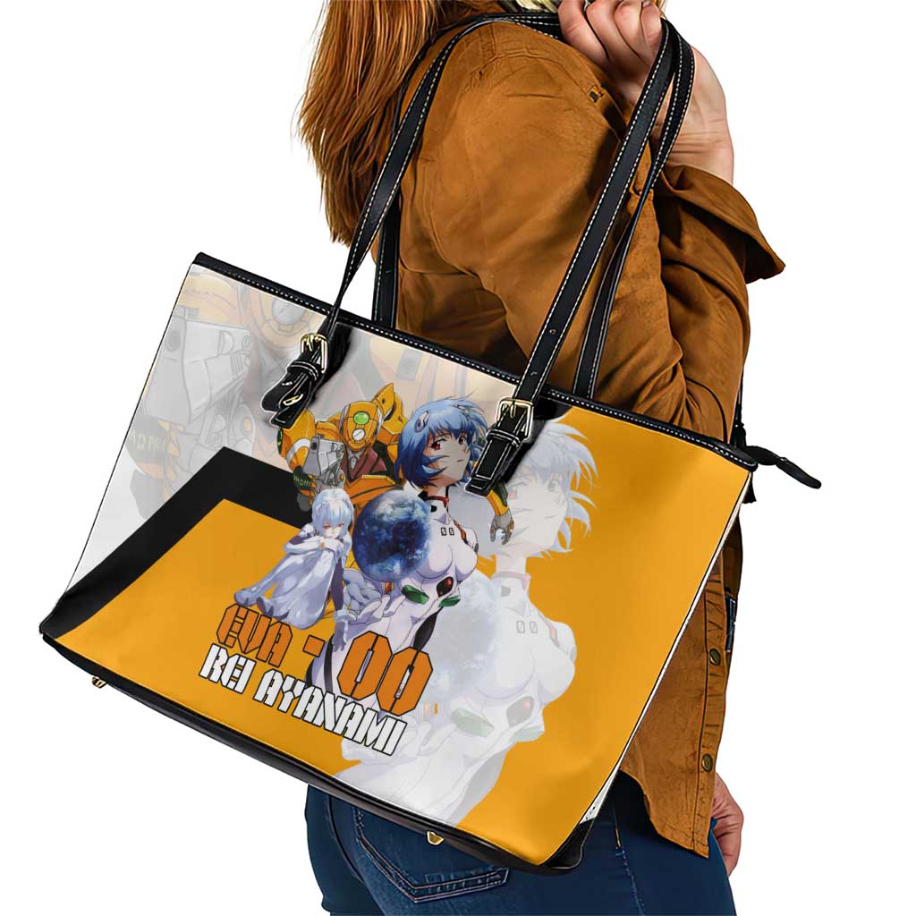 Evangelion EVA-00 and Rei Ayanami Yellow and White Leather Tote Bag Design with Mecha and Character Artwork - The Mazicc