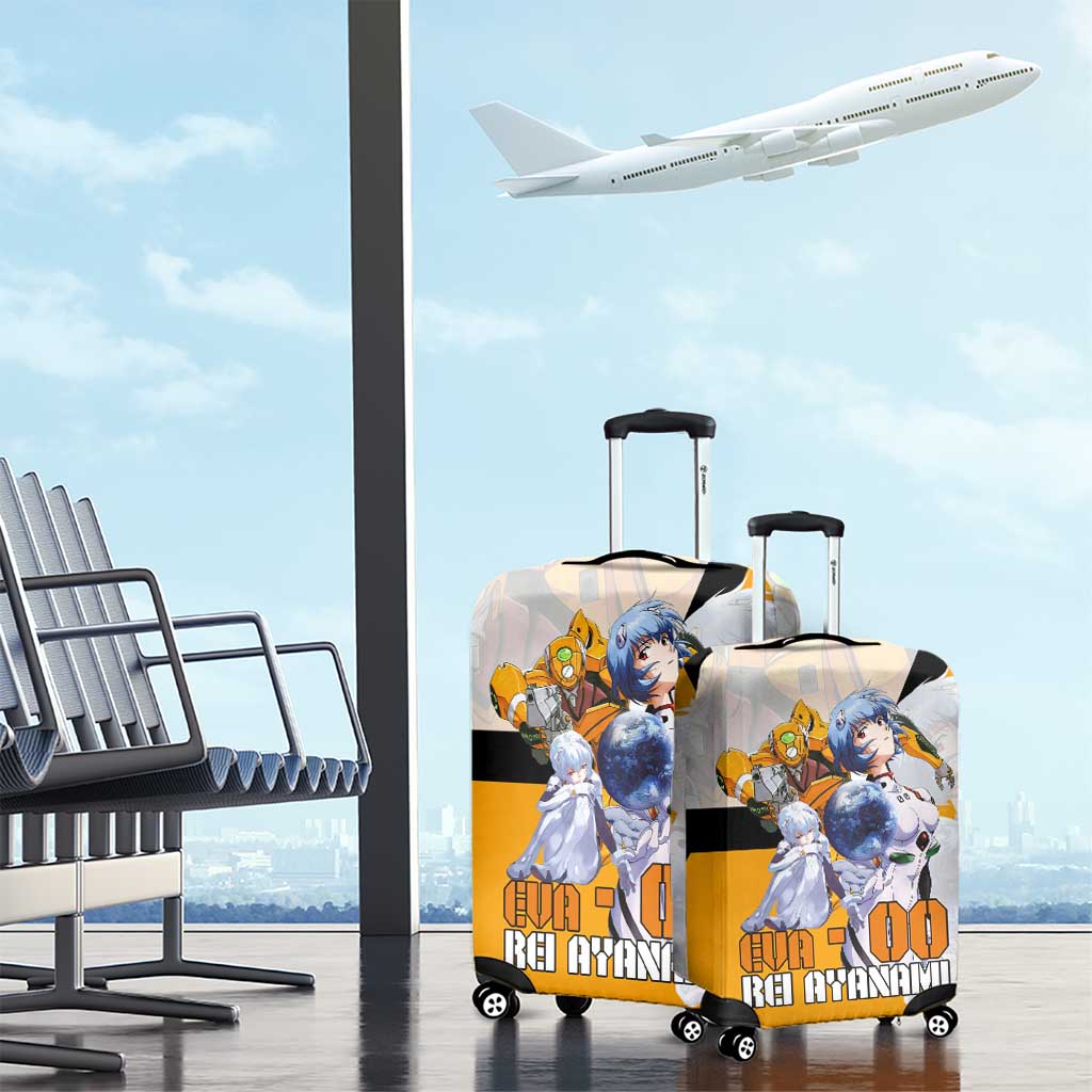 Evangelion EVA-00 and Rei Ayanami Yellow and White Luggage Cover Design with Mecha and Character Artwork - The Mazicc