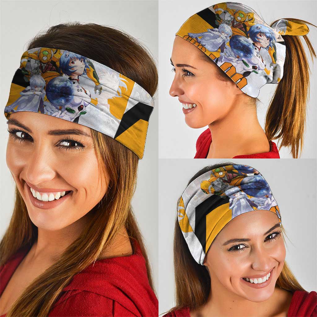 Evangelion EVA-00 and Rei Ayanami Yellow and White Neck Gaiter Design with Mecha and Character Artwork - The Mazicc