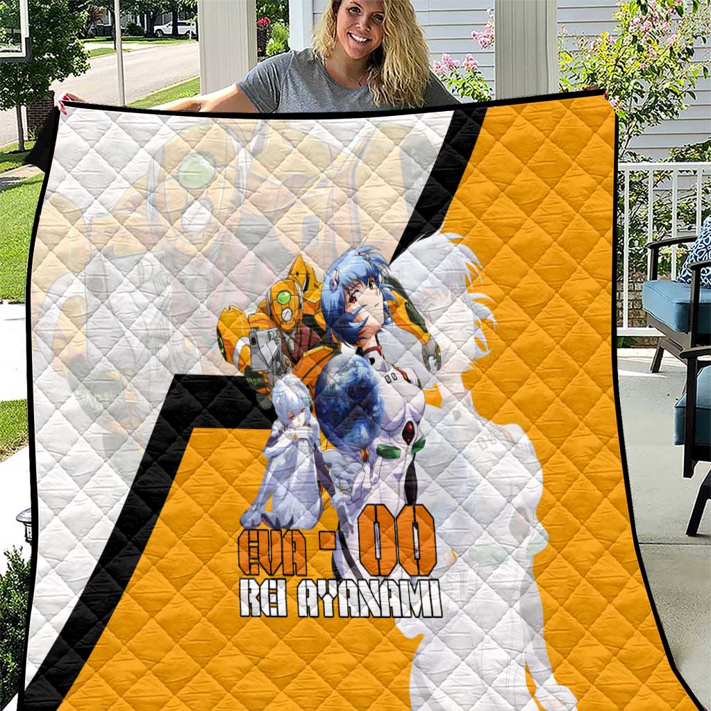 Evangelion EVA-00 and Rei Ayanami Yellow and White Quilt Design with Mecha and Character Artwork - The Mazicc