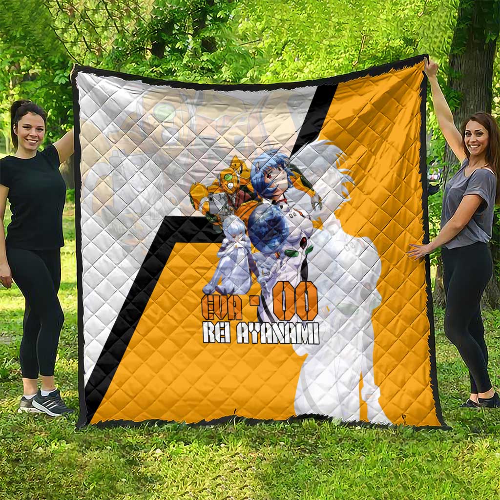 Evangelion EVA-00 and Rei Ayanami Yellow and White Quilt Design with Mecha and Character Artwork - The Mazicc