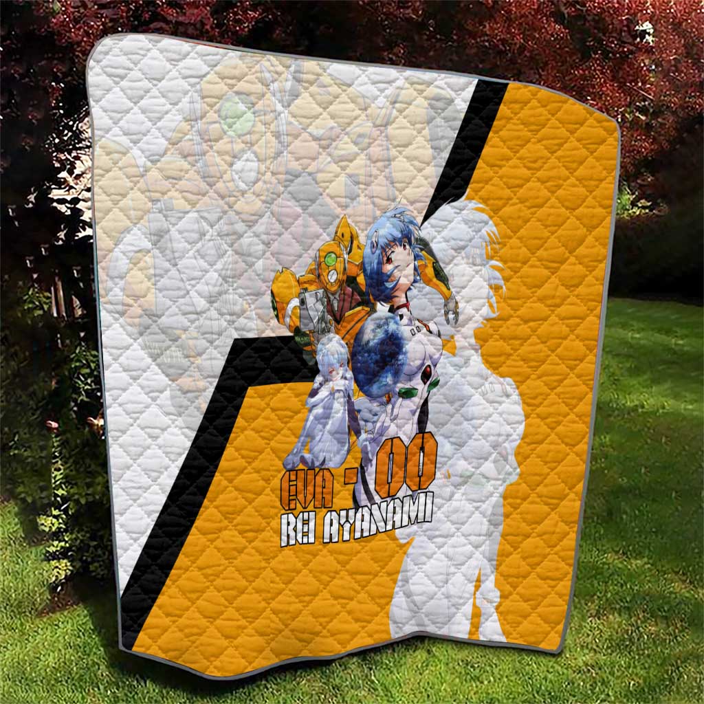 Evangelion EVA-00 and Rei Ayanami Yellow and White Quilt Design with Mecha and Character Artwork - The Mazicc