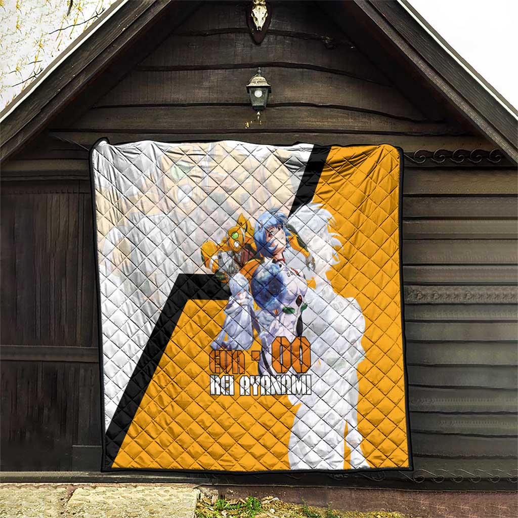 Evangelion EVA-00 and Rei Ayanami Yellow and White Quilt Design with Mecha and Character Artwork - The Mazicc
