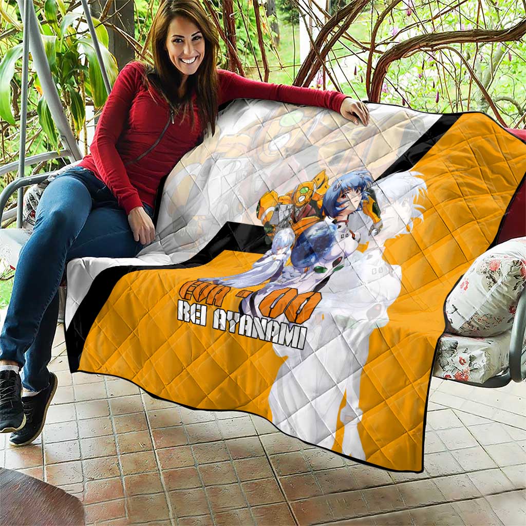 Evangelion EVA-00 and Rei Ayanami Yellow and White Quilt Design with Mecha and Character Artwork - The Mazicc