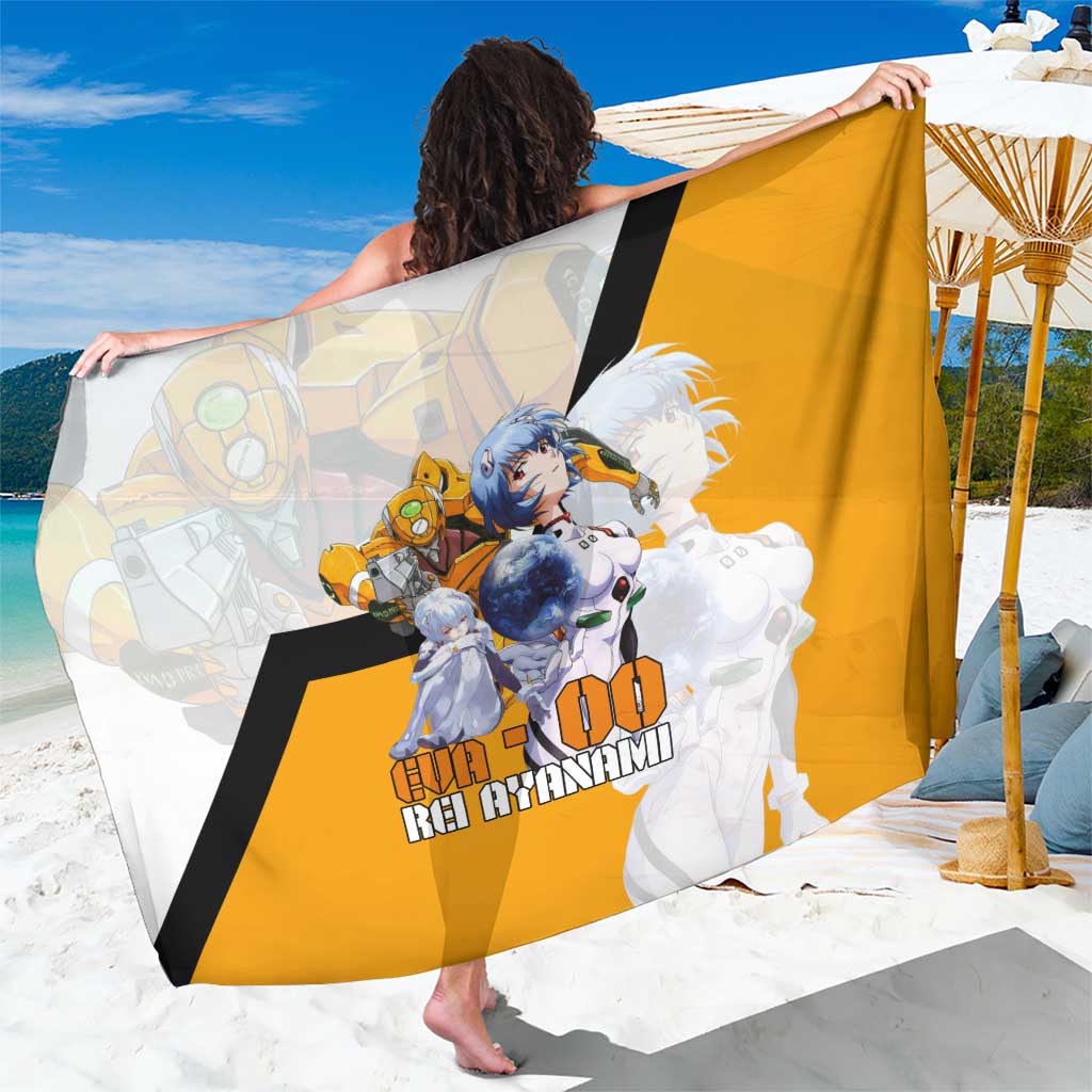 Evangelion EVA-00 and Rei Ayanami Yellow and White Sarong Design with Mecha and Character Artwork - The Mazicc