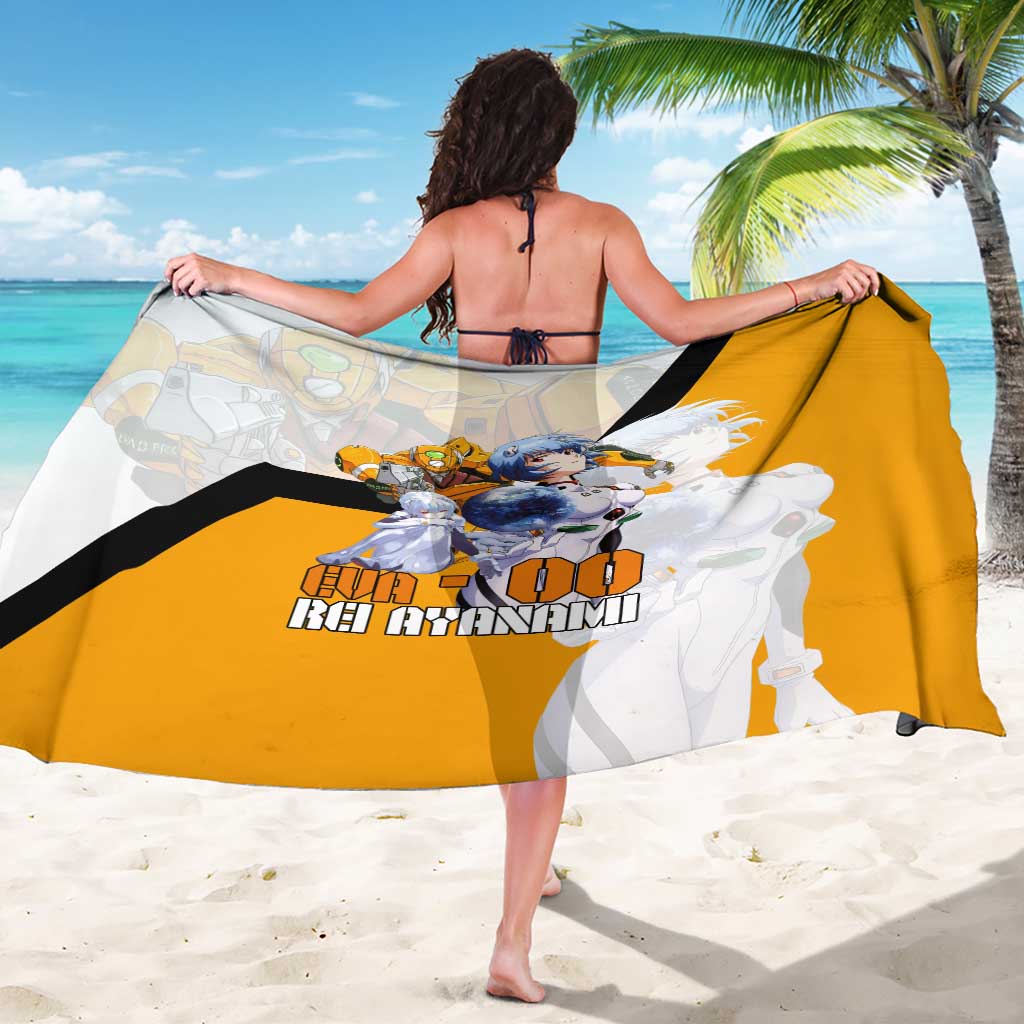 Evangelion EVA-00 and Rei Ayanami Yellow and White Sarong Design with Mecha and Character Artwork - The Mazicc