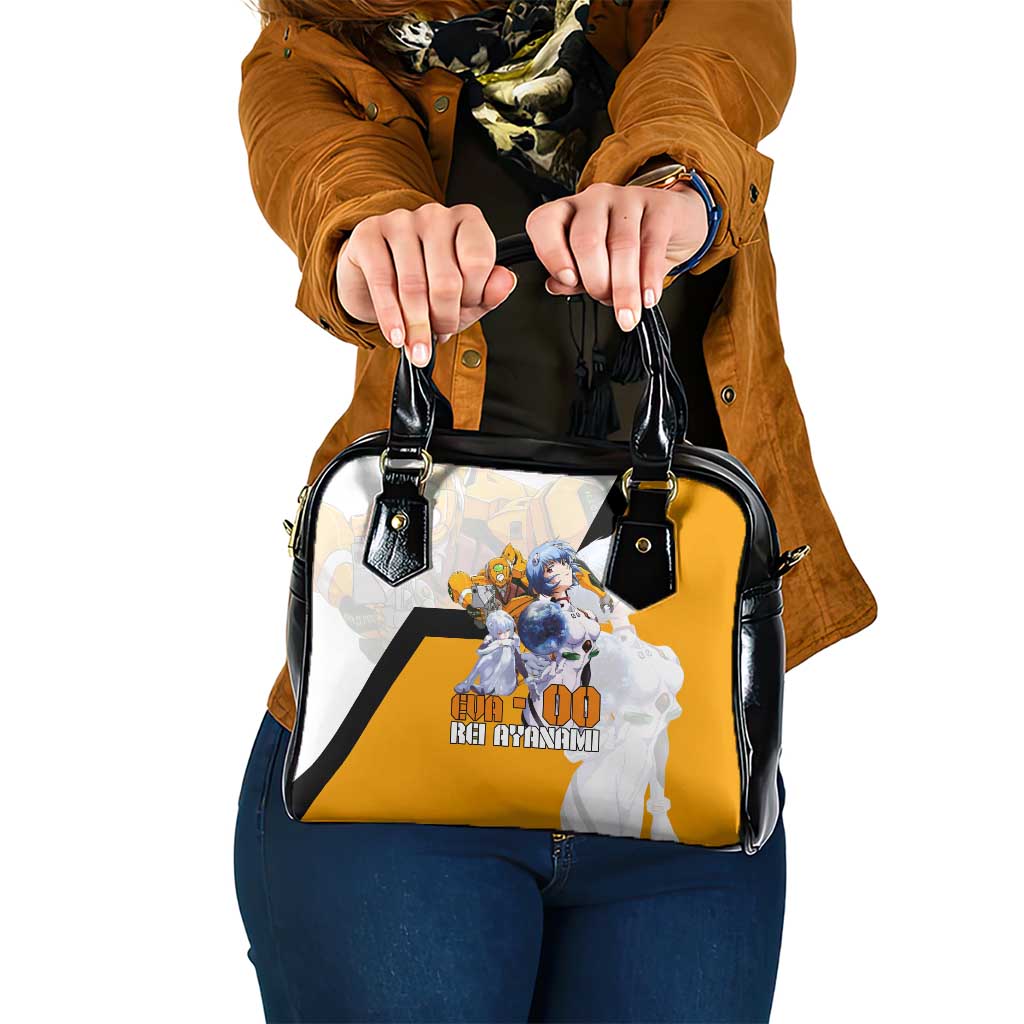 Evangelion EVA-00 and Rei Ayanami Yellow and White Shoulder Handbag Design with Mecha and Character Artwork - The Mazicc
