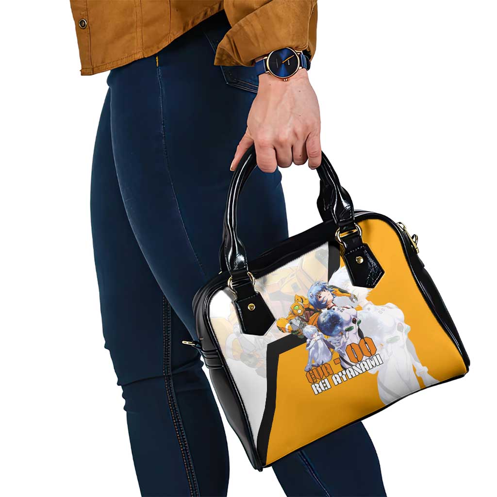 Evangelion EVA-00 and Rei Ayanami Yellow and White Shoulder Handbag Design with Mecha and Character Artwork - The Mazicc
