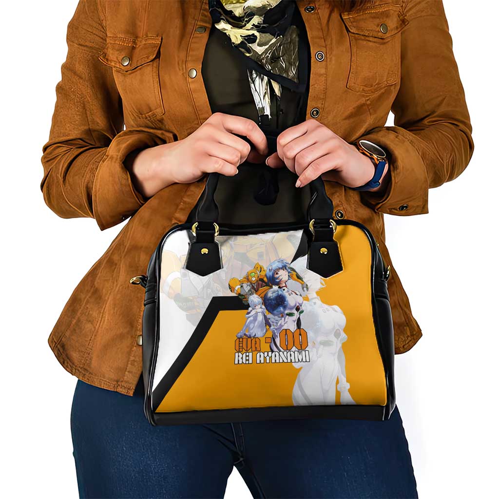Evangelion EVA-00 and Rei Ayanami Yellow and White Shoulder Handbag Design with Mecha and Character Artwork - The Mazicc
