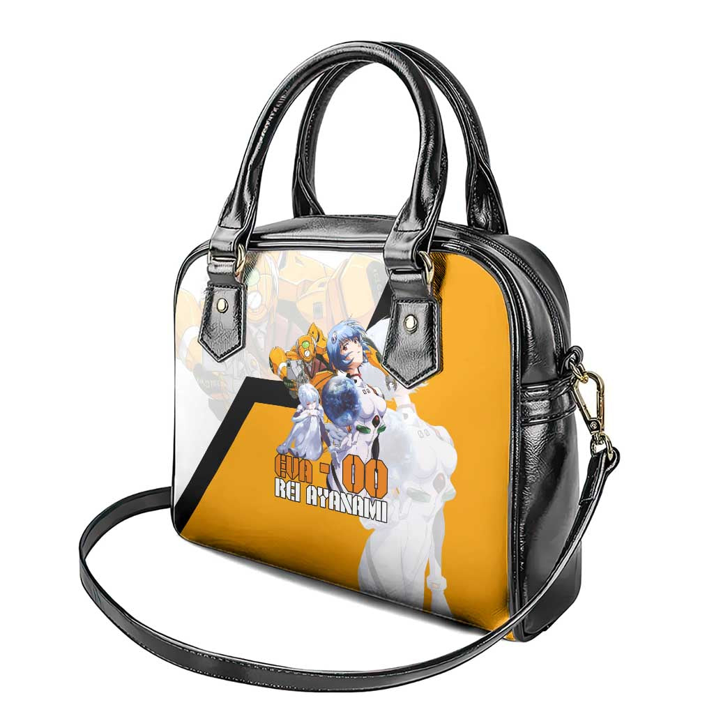 Evangelion EVA-00 and Rei Ayanami Yellow and White Shoulder Handbag Design with Mecha and Character Artwork - The Mazicc