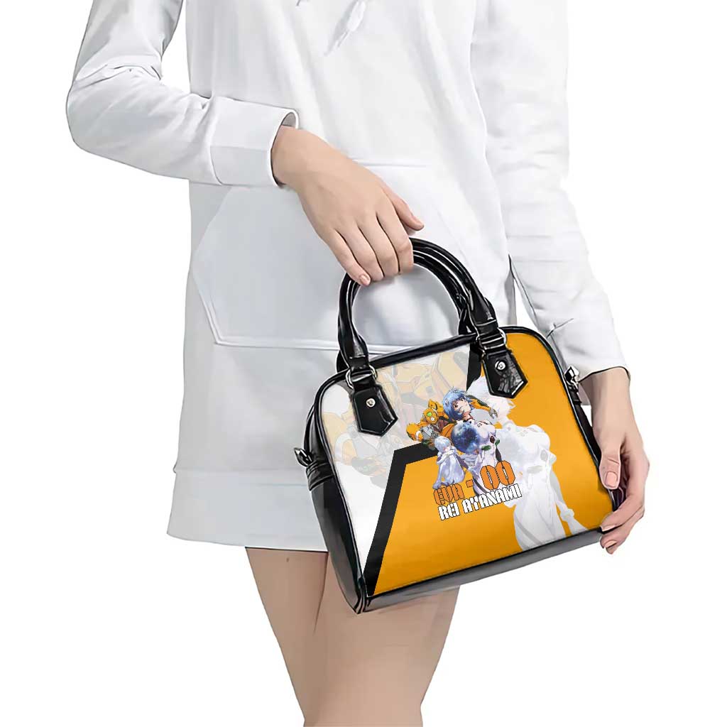 Evangelion EVA-00 and Rei Ayanami Yellow and White Shoulder Handbag Design with Mecha and Character Artwork - The Mazicc
