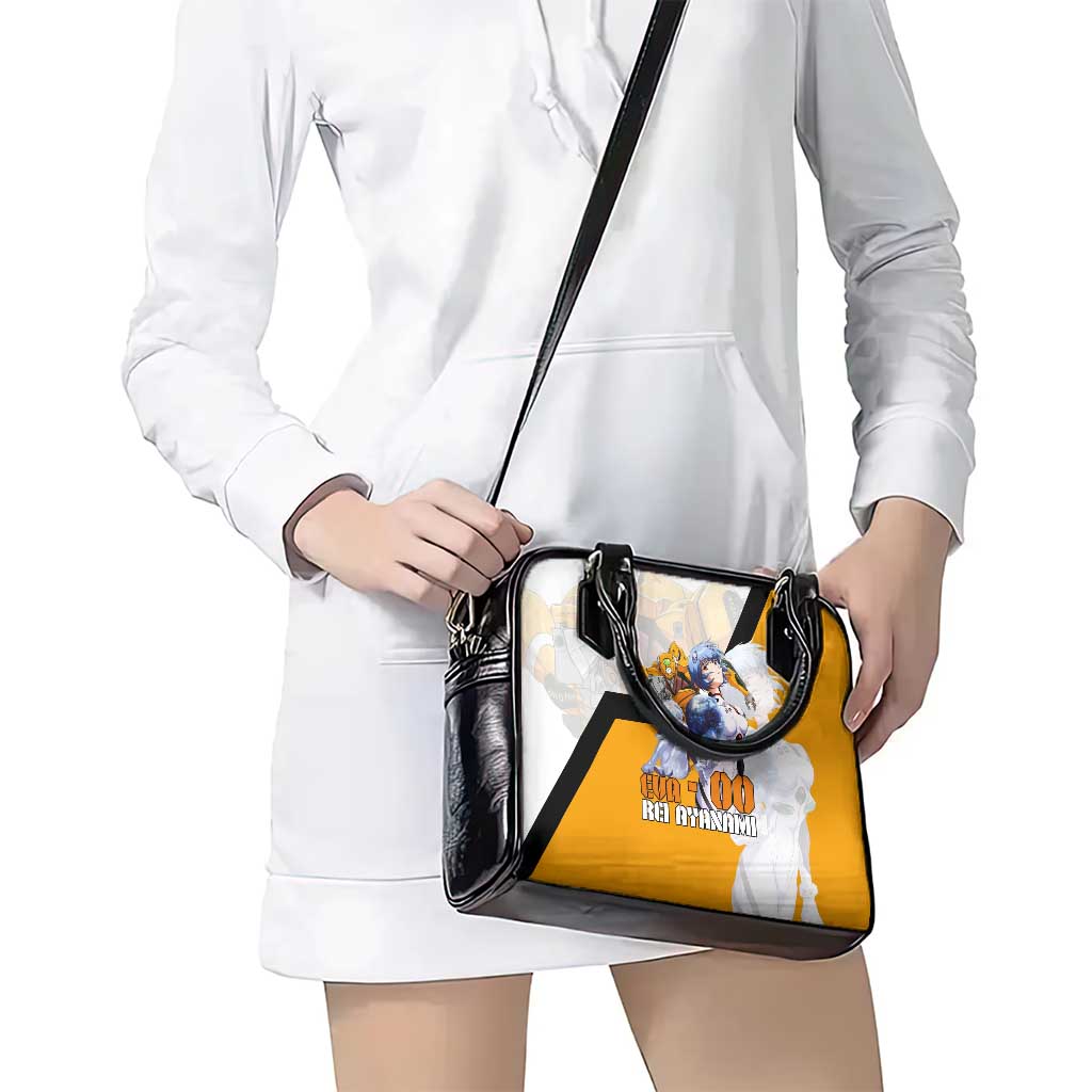 Evangelion EVA-00 and Rei Ayanami Yellow and White Shoulder Handbag Design with Mecha and Character Artwork - The Mazicc