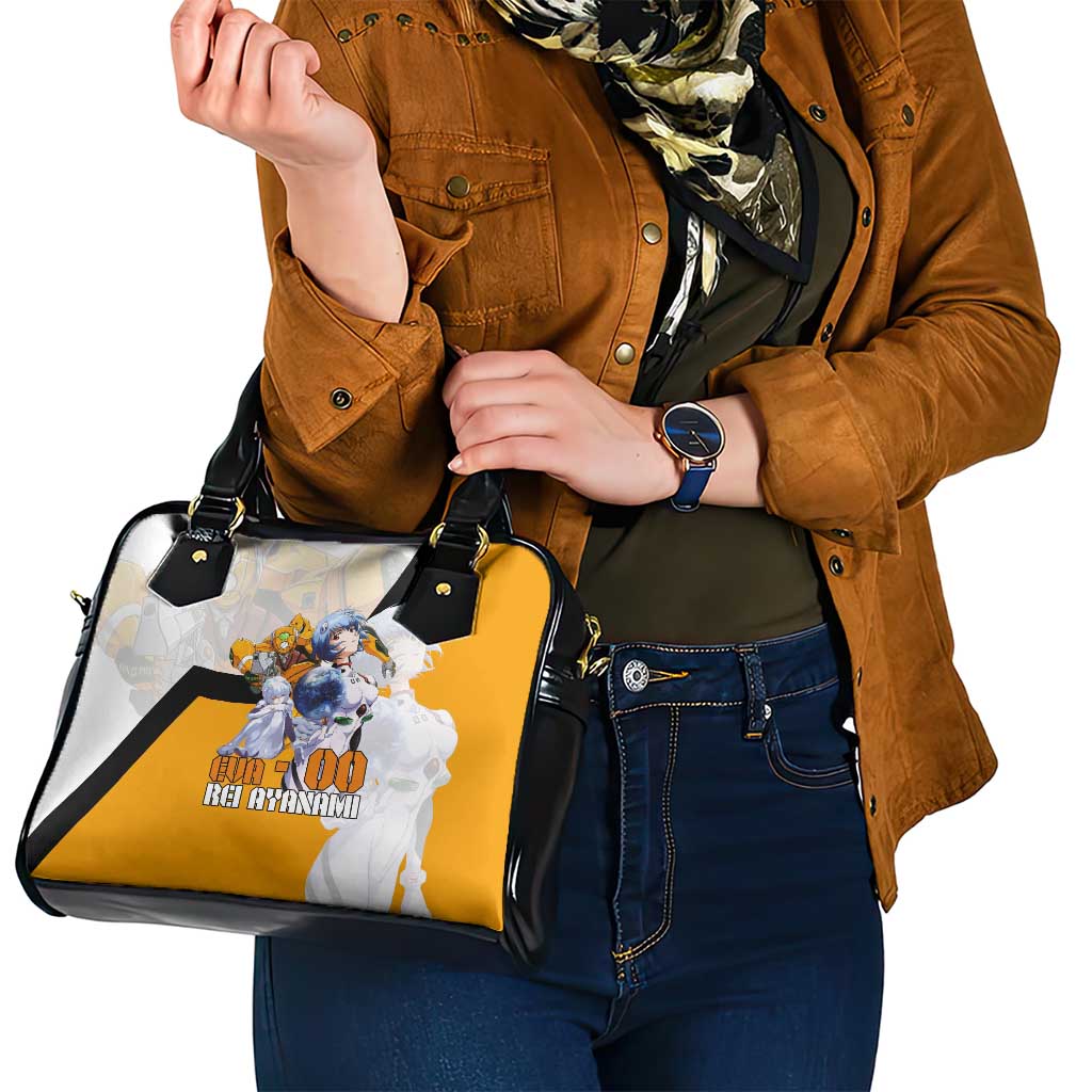 Evangelion EVA-00 and Rei Ayanami Yellow and White Shoulder Handbag Design with Mecha and Character Artwork - The Mazicc
