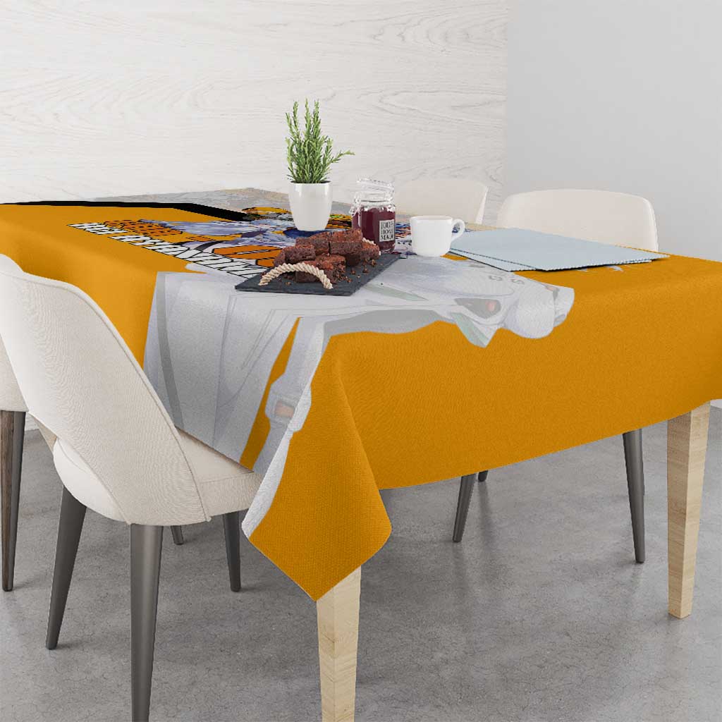 Evangelion EVA-00 and Rei Ayanami Yellow and White Tablecloth Design with Mecha and Character Artwork - The Mazicc