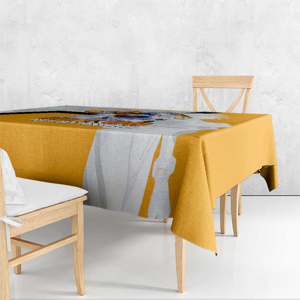 Evangelion EVA-00 and Rei Ayanami Yellow and White Tablecloth Design with Mecha and Character Artwork - The Mazicc