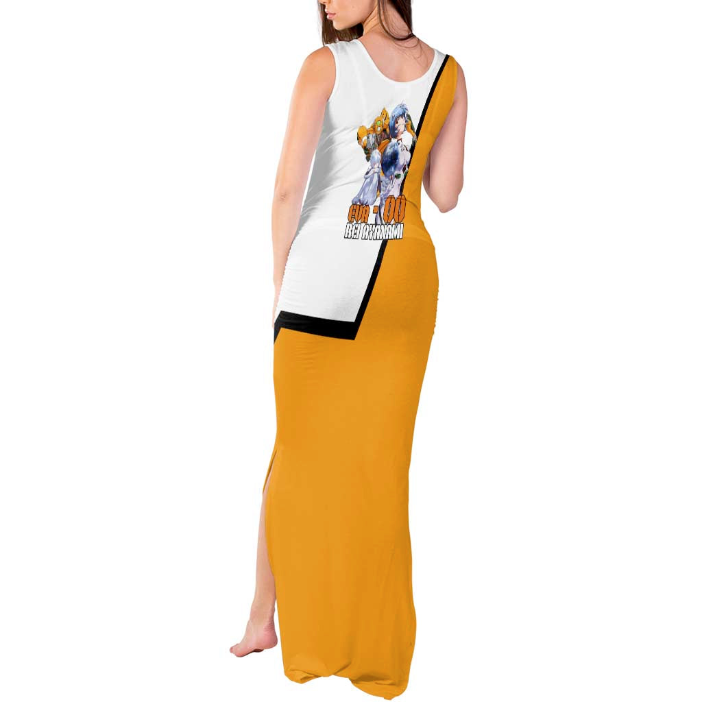 Evangelion EVA-00 and Rei Ayanami Yellow and White Tank Maxi Dress Design with Mecha and Character Artwork - The Mazicc