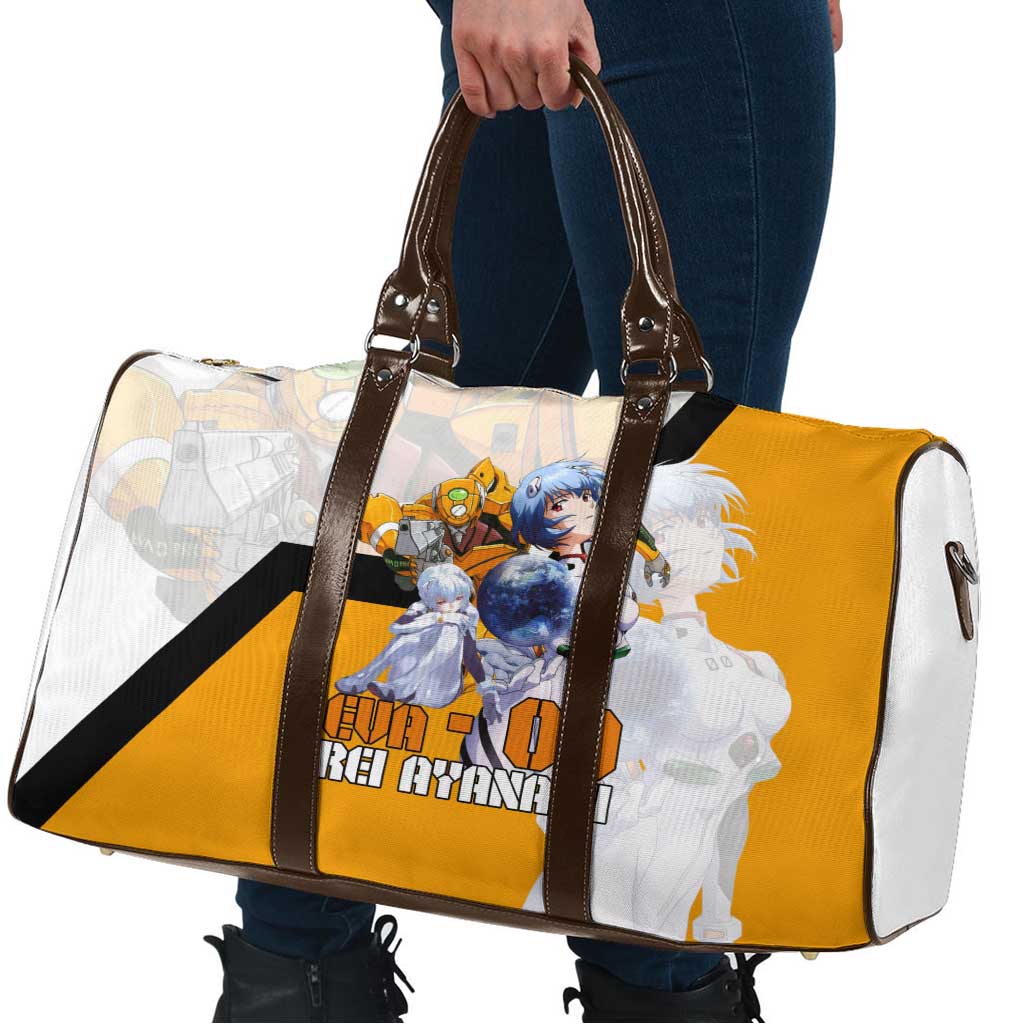 Evangelion EVA-00 and Rei Ayanami Yellow and White Travel Bag Design with Mecha and Character Artwork - The Mazicc