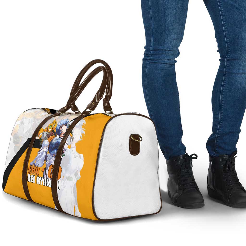 Evangelion EVA-00 and Rei Ayanami Yellow and White Travel Bag Design with Mecha and Character Artwork - The Mazicc