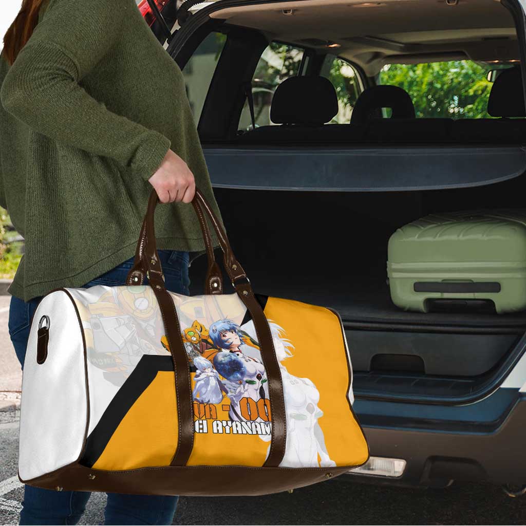 Evangelion EVA-00 and Rei Ayanami Yellow and White Travel Bag Design with Mecha and Character Artwork - The Mazicc